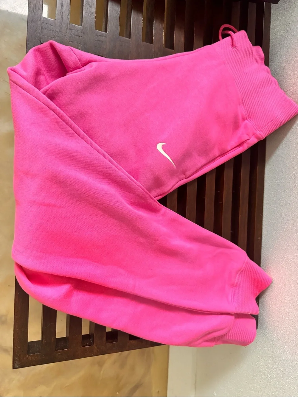 Nike Hot Pink Track Joggers with White Swoosh